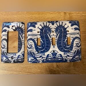 Blue Seahorse Metal 1 Switch & 3 Switch Cover Plates